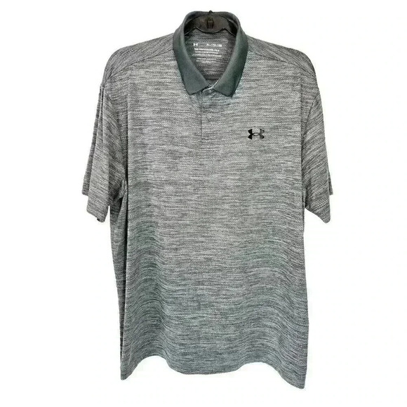 Under Armour Polo Shirt Mens XL Heather Gray The Performance Loose Fit Stretch - Picture 1 of 7